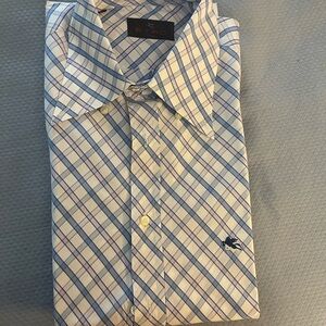 Etro Blue and White Casual Button Down Shirt